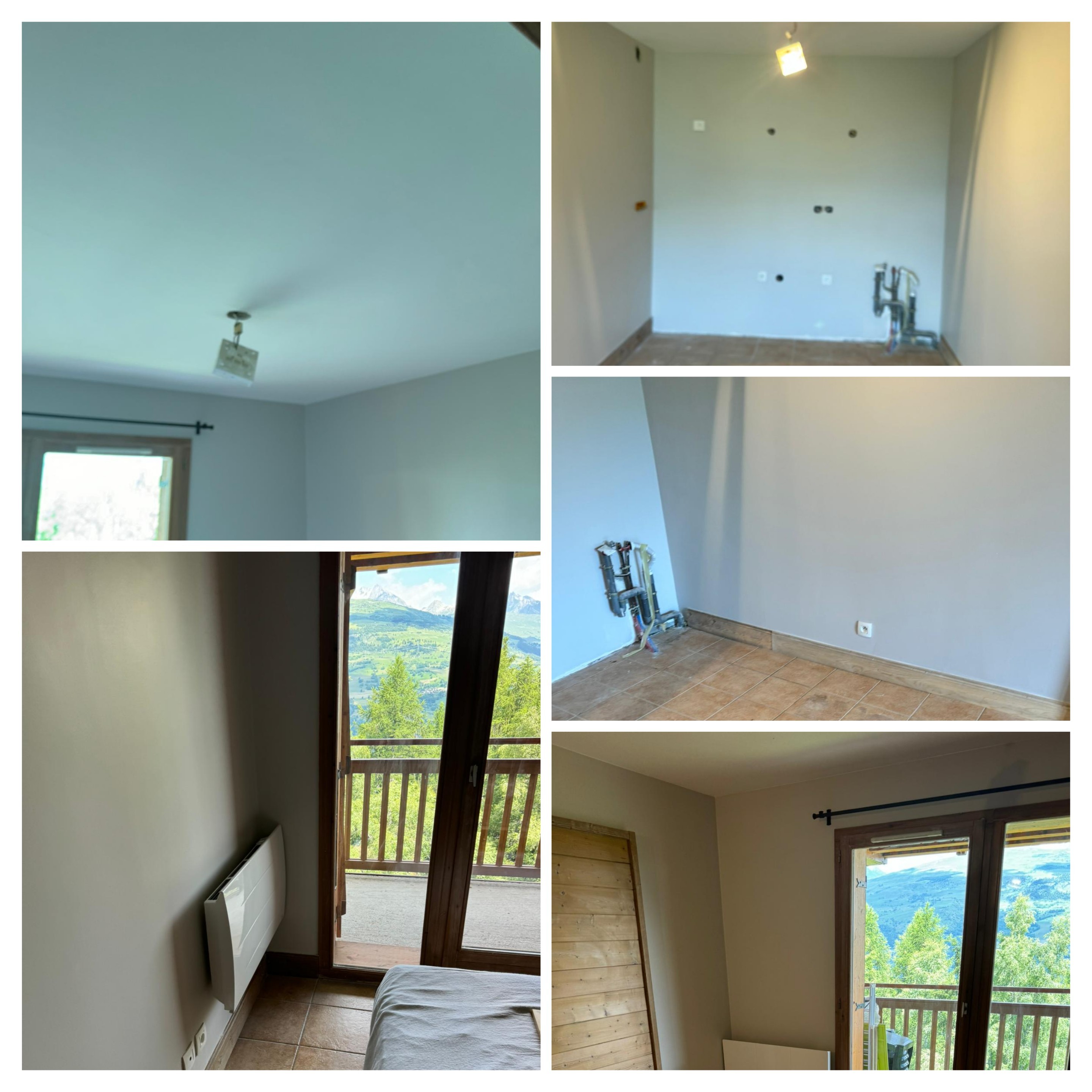 Peinture d'un appartement après lissage du crépis d'origine 